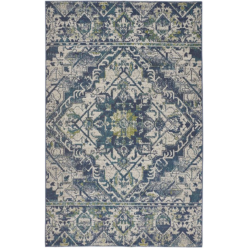 Weave & Wander Hurst Vintage Medallion Accent Rug, Green, 6.5X10 Ft