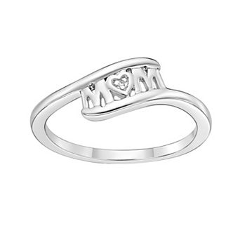 Gemminded Sterling Silver "Mom" Diamond Accent Ring