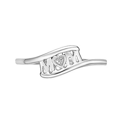 Gemminded Sterling Silver "Mom" Diamond Accent Ring