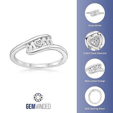 Gemminded Sterling Silver "Mom" Diamond Accent Ring