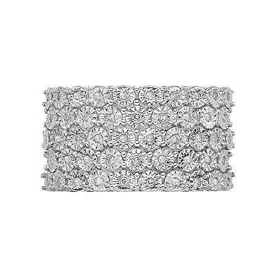 Gemminded Sterling Silver 1/5 Carat T.W. Diamond 5 Row Ring