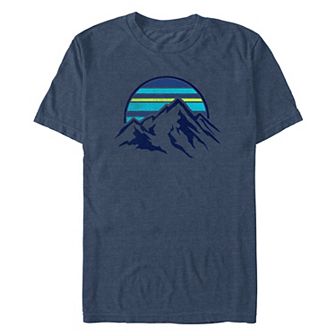 Big & Tall Trendy Blue Mountain Range Striped Sun Tee