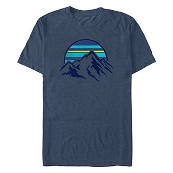 Big & Tall Trendy Blue Mountain Range Striped Sun Tee