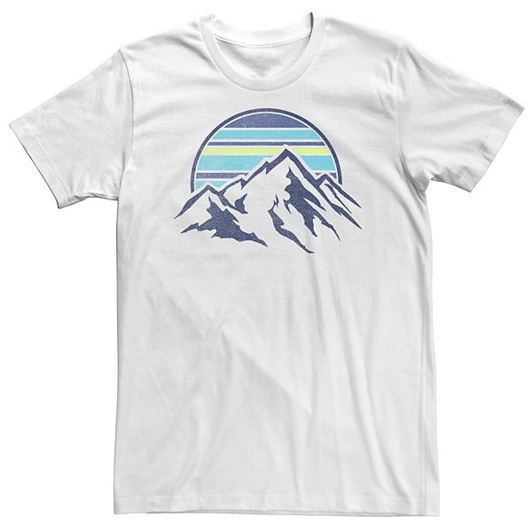 Big & Tall Trendy Blue Mountain Range Striped Sun Tee