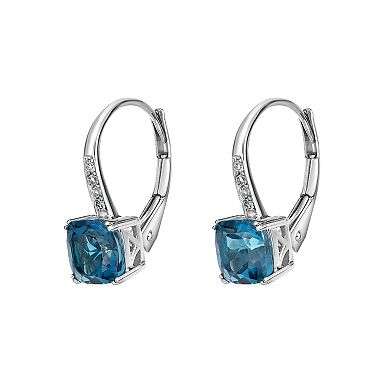Gemminded 10k White Gold London Blue Topaz & Diamond Accent Earrings