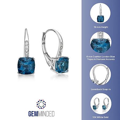 Gemminded 10k White Gold London Blue Topaz & Diamond Accent Earrings