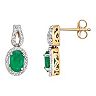 10k Gold 1/10 Carat T.W. Diamond & Emerald Drop Earrings