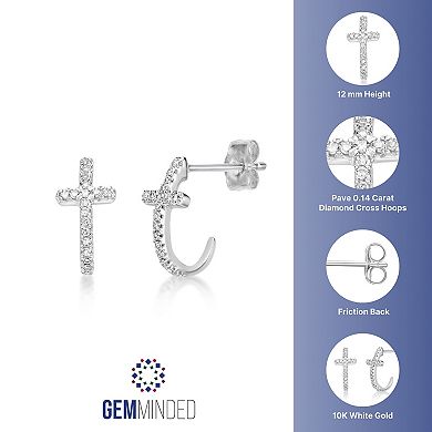 Gemminded 10k White Gold 1/8 Carat T.W. Diamond Cross Earrings