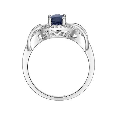 Gemminded 10k White Gold 1/6 Carat T.W. Diamond & Sapphire Ring