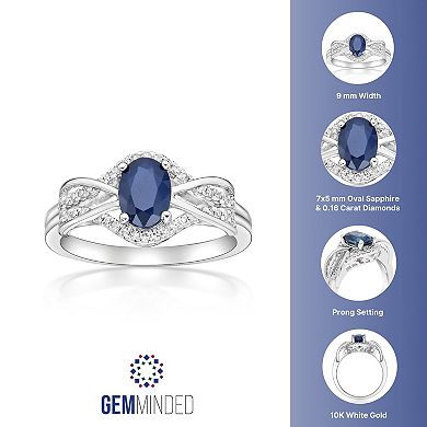 Gemminded 10k White Gold 1/6 Carat T.W. Diamond & Sapphire Ring