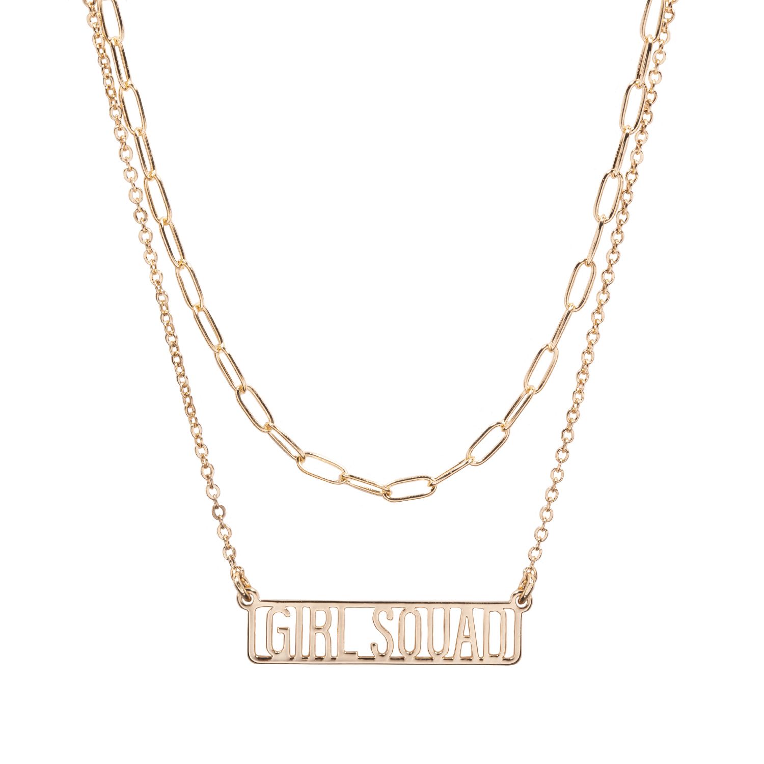 Image for LC Lauren Conrad Openwork "Girl Squad" Layered Paper Clip Chain Necklace at Kohl's.