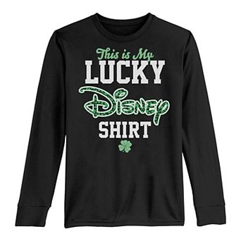 Disney Boys 8-20 St. Patrick's Day This Is My Lucky Disney Shirt Long Sleeve Graphic Tee