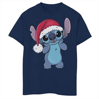 Disney's Lilo & Stitch Boys 8-20 Christmas Santa Hat Stitch Portrait Graphic Tee