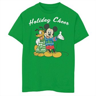 Disney's Mickey And Pluto Boys 8-20 Holiday Cheer Christmas Graphic Tee