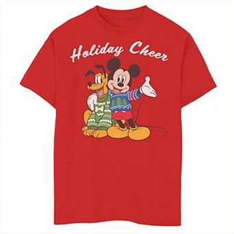 Disney's Mickey And Pluto Boys 8-20 Holiday Cheer Christmas Graphic Tee