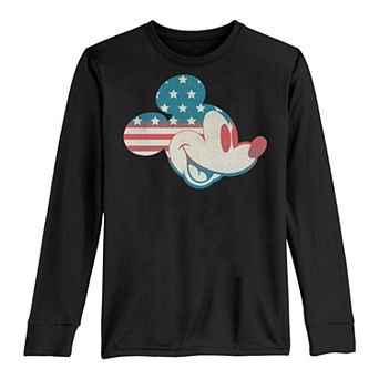 Disney's Mickey Mouse & Friends Boys 8-20 Mickey American Flag Fill Long Sleeve Graphic Tee