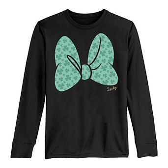 Disney's Mickey Mouse & Friends Boys 8-20 St. Patrick's Minnie Clover Bow Long Sleeve Graphic Tee