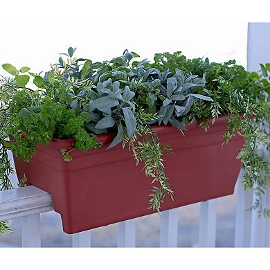 HC Companies 12-Inch Outdoor Plastic Deck Flower Planter Box, Chocolate (5 Pack)
