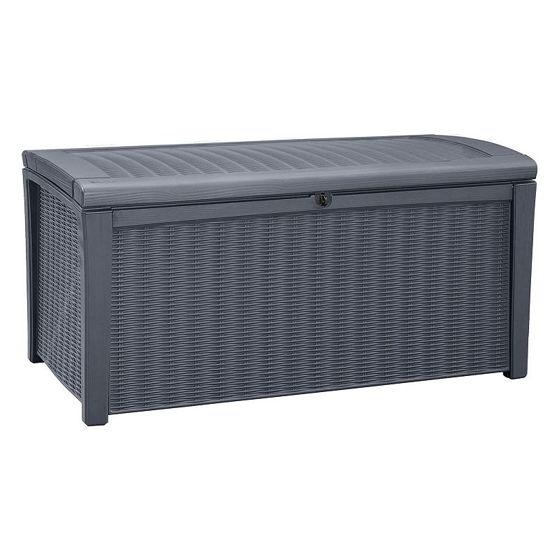Keter 120gal Weatherproof Resin Patio Deck Storage Box Bench, Brown