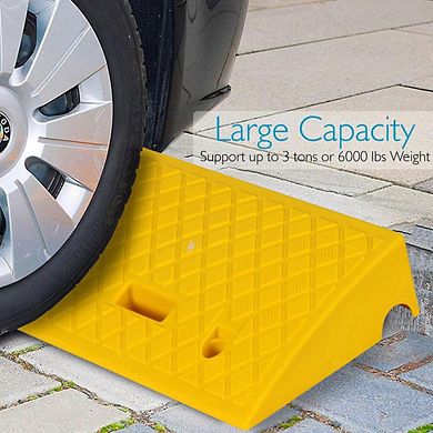 Pyle PCRBDR27 Heavy Duty Curbside Driveway Threshold Curb Ramp, Yellow (2 Pack)