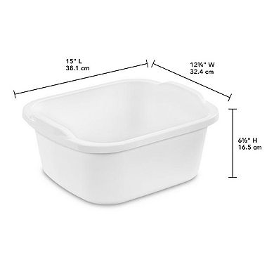 Sterilite 12 Quart Durable Reinforced Plastic Kitchen Dishpan w/ Handles, 8 Pack
