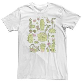 Big & Tall Trendy Sketch Cacti Succulents Collage Tee
