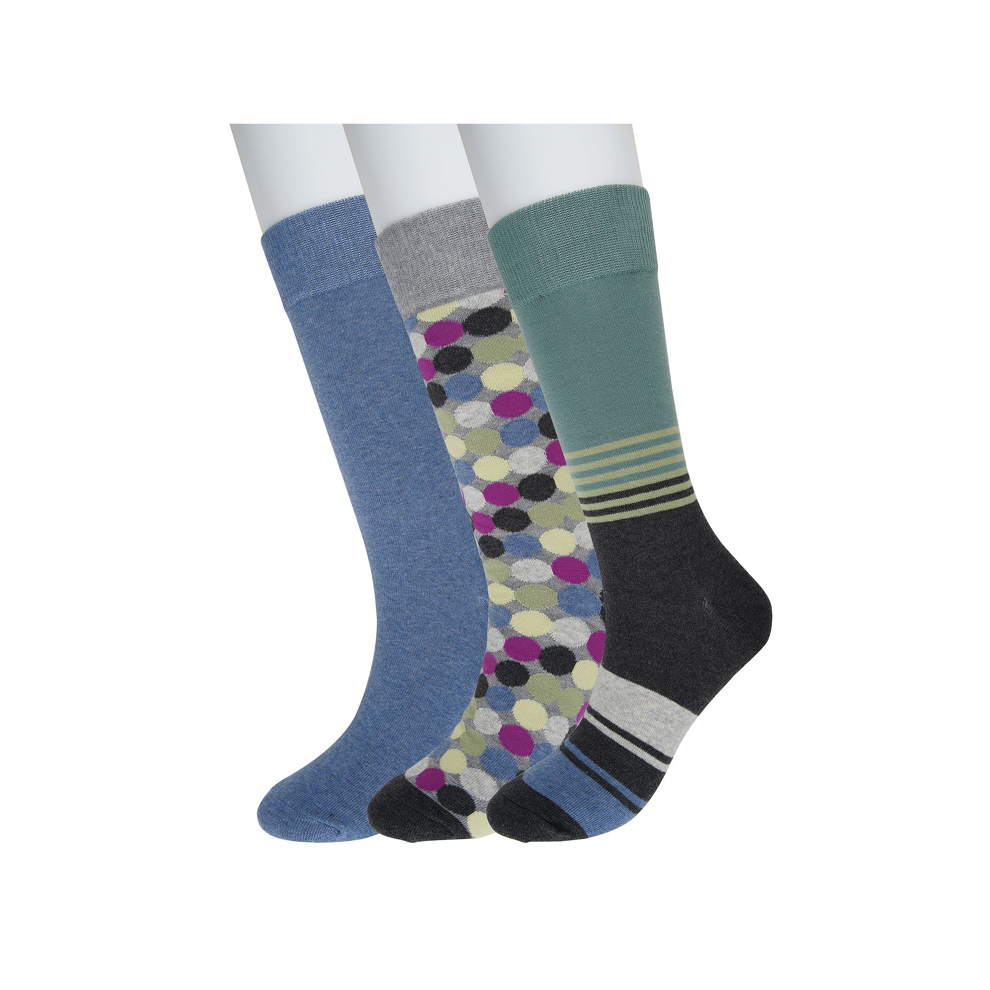 Mens Sonoma Goods For Life® 3-pack Patterned Dress Socks, Black Dot Team