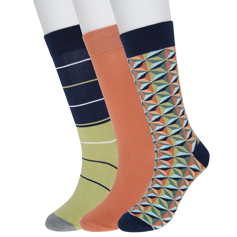 Mens Sonoma Goods For Life 3-pack Patterned Dress Socks, Size: 7-12, Green