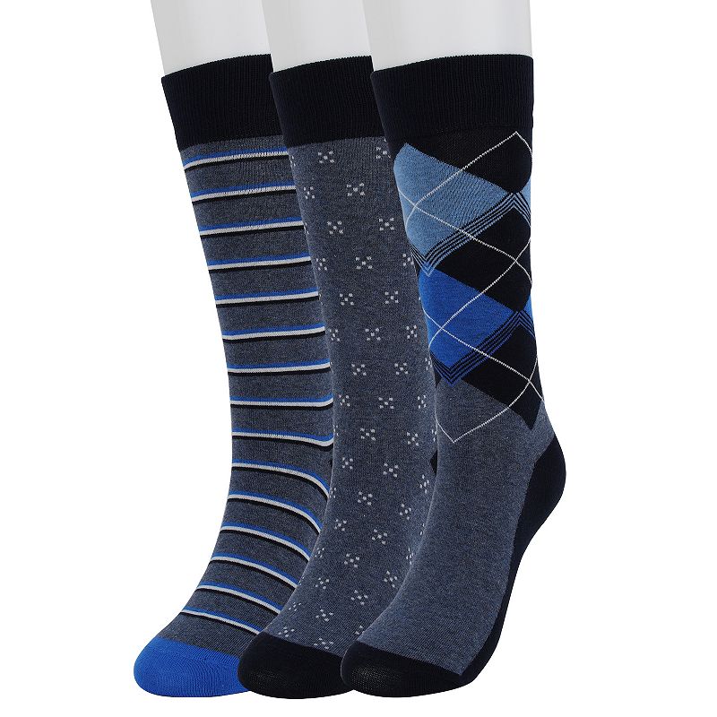 Men's Sonoma Goods For Life® 3-pack Patterned Dress Socks, Blue