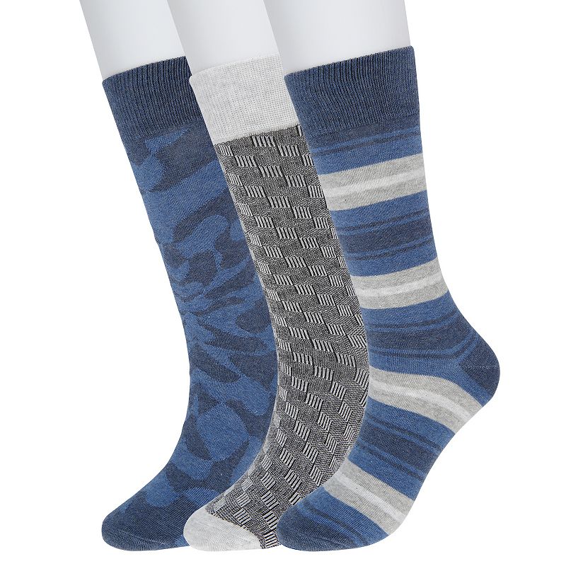 Mens Sonoma Goods For Life 3-pack Patterned Dress Socks, Size: 7-12, Blue 