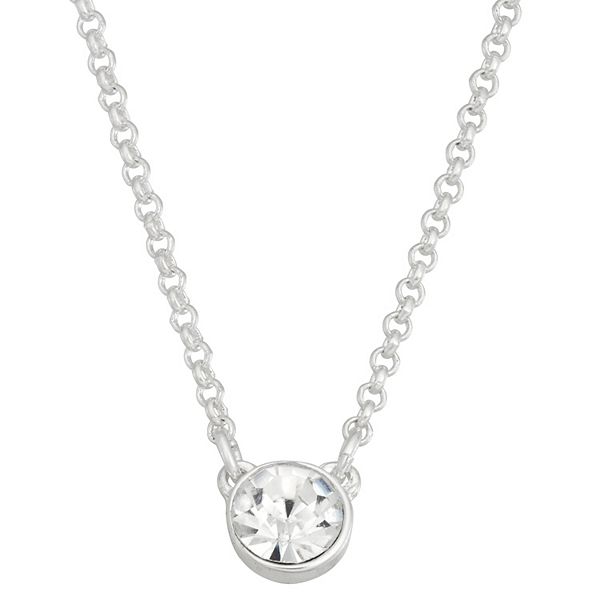 Nine West Silver Tone Crystal Extra Small Pendant Necklace