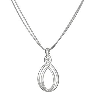 Napier Silver Tone Laces Pendant Necklace