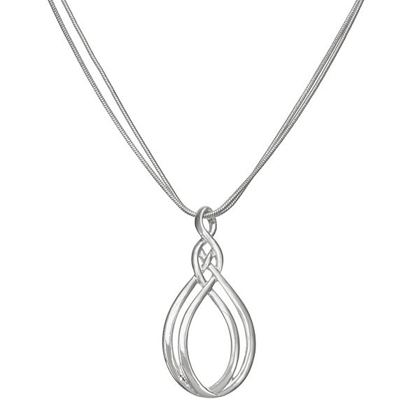 Napier Silver Tone Laces Pendant Necklace