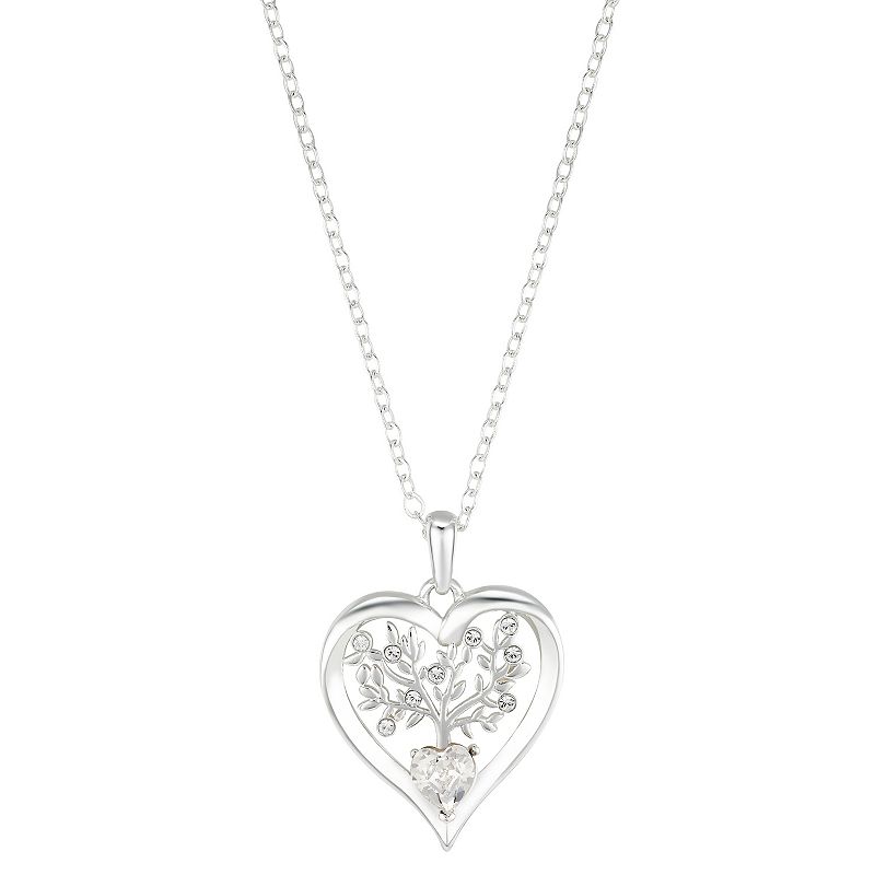 Brilliance Preciosa Crystal Family Tree Heart Necklace, Womens, Size: 18