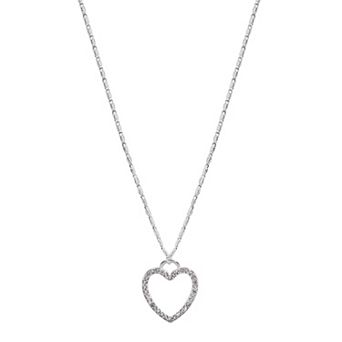LC Lauren Conrad Large Pave Open Heart Necklace