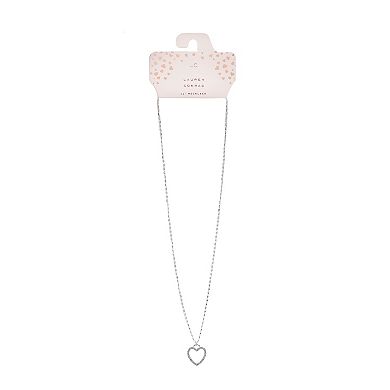 LC Lauren Conrad Large Pave Open Heart Necklace