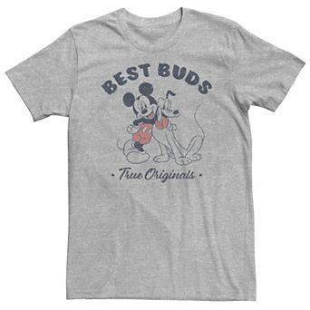 Big & Tall Disney Mickey Mouse & Pluto Outlines Original Best Buds Portrait Tee
