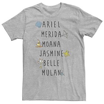 Big & Tall Disney Princess Name & Icon Stack Tee