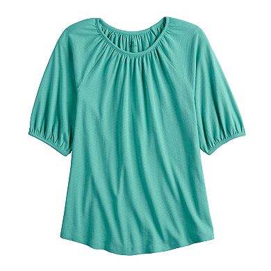 Women's Croft & Barrow® Gathered Raglan Elbow Sleeve Top