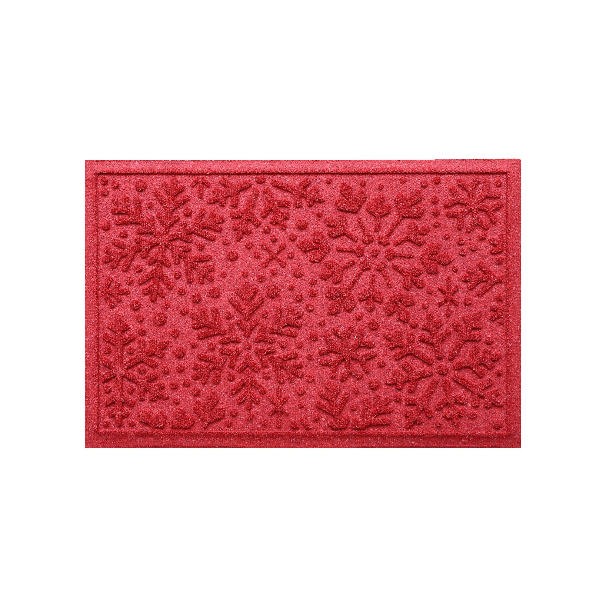 Bungalow Flooring Waterhog Snowflake Doormat - 20 x 30, Solid Red