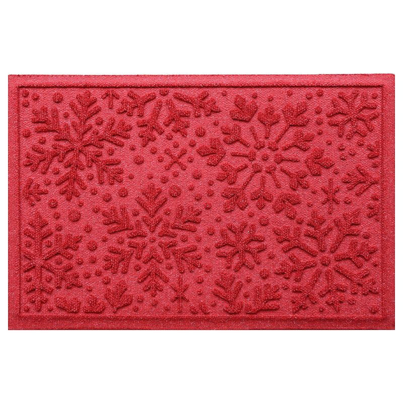 Bungalow Flooring Waterhog Snowflake Doormat - 20 x 30, Red, 20X30