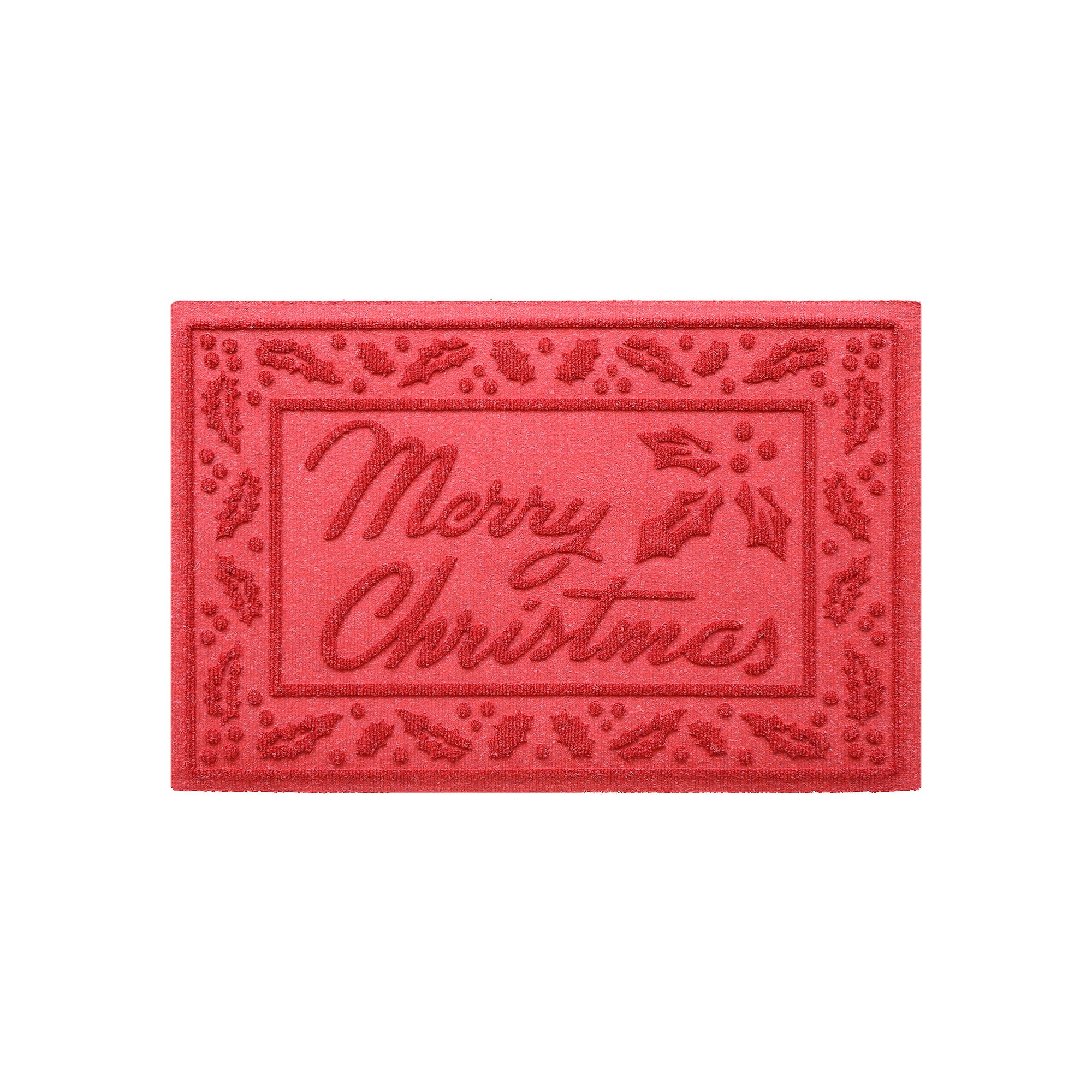 Bungalow Flooring Waterhog Merry Christmas Doormat - 20 x 30, Solid Red