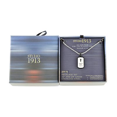 Men's STUDIO 1913 Stainless Steel Two Tone Isaiah 41:10 Dog Tag