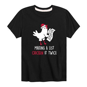 Boys 8-20 Making A List Chicken It Twice Graphic Tee