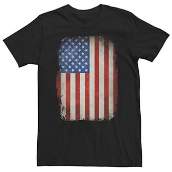 Big & Tall Frayed Vertical American Flag Vintage Distressed Tee