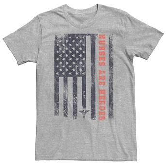 Big & Tall "Nurses Are Heroes" Flag Americana Tee