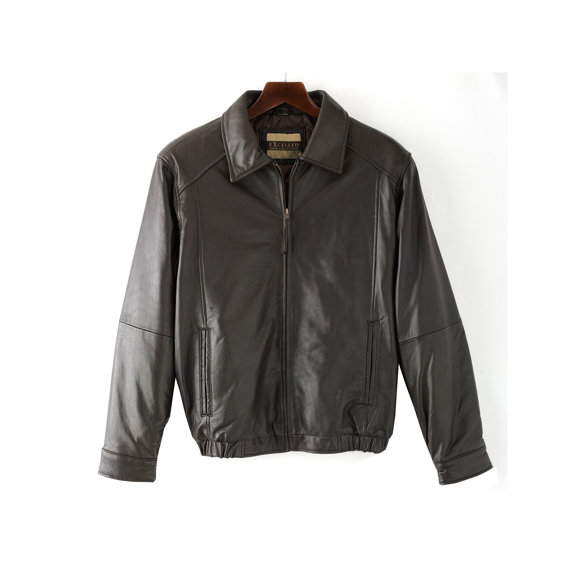 Mens Excelled Leather Bomber Jacket, Size: Medium, Brown