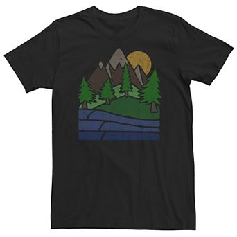 Big & Tall Mountain Landscape Stained Glass Portrait Tee