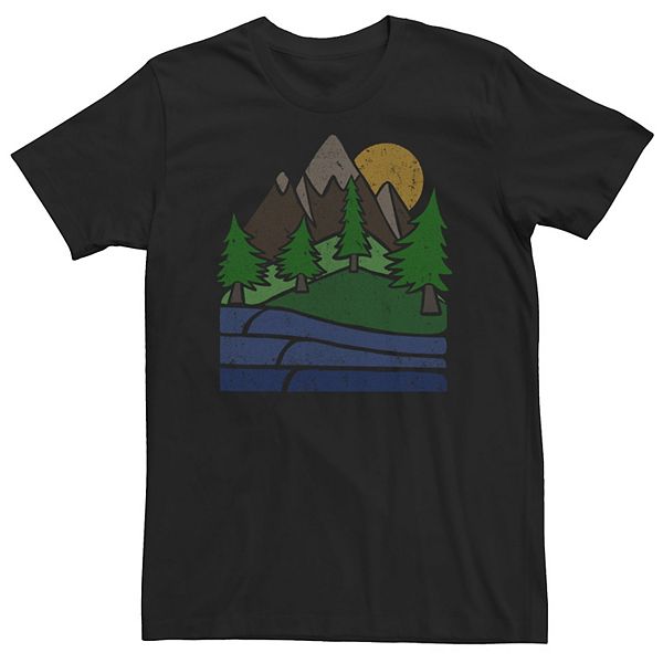 Big & Tall Mountain Landscape Stained Glass Portrait Tee