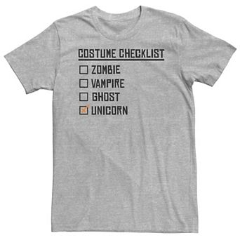 Big & Tall Halloween Costume Checklist Pick Unicorn Tee